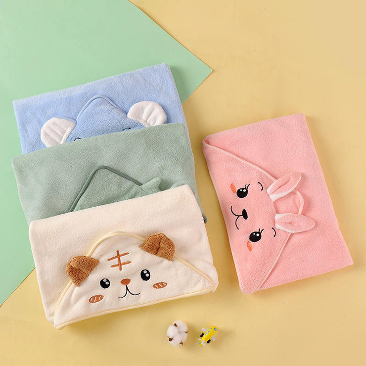 Cute Character Baby Bath Towel  Soft, Absorbent & Hooded for Newborns